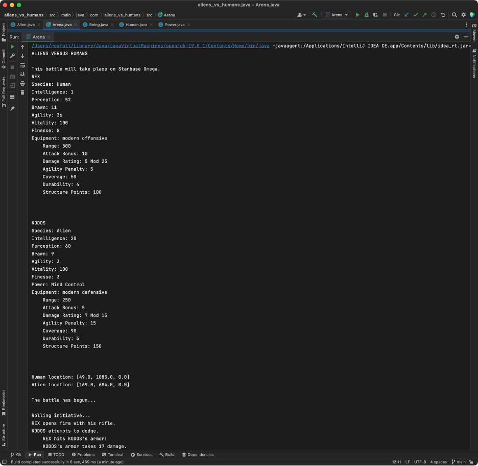 Terminal screenshot showing the simulation running