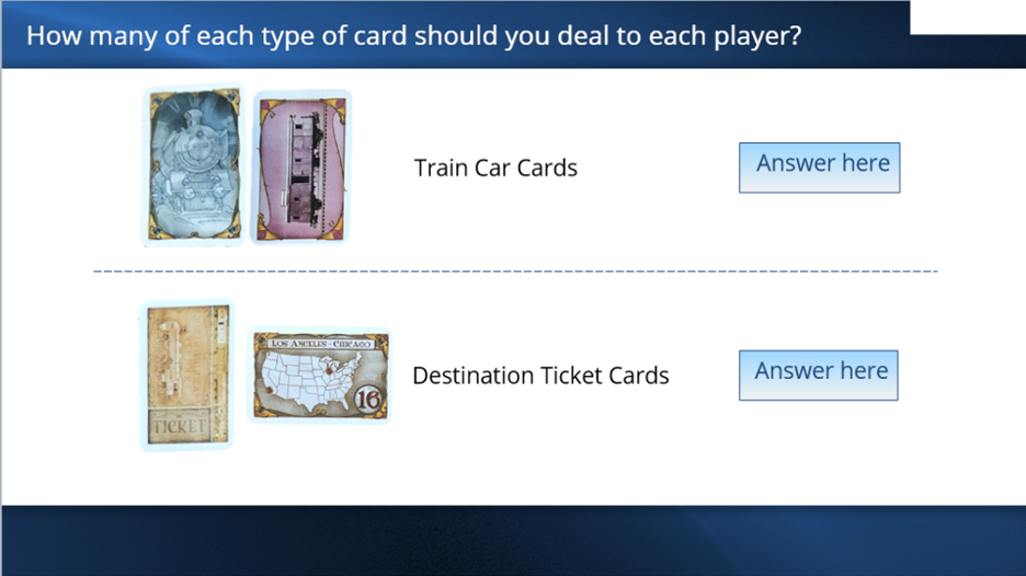 Images of cards and two rectangular numeric input boxes