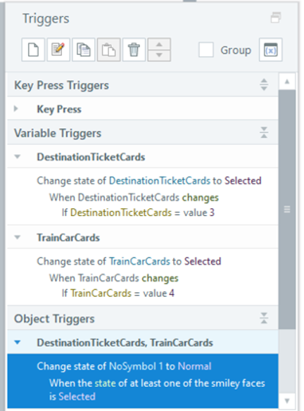 Screenshot of Storyline showing Triggers pane