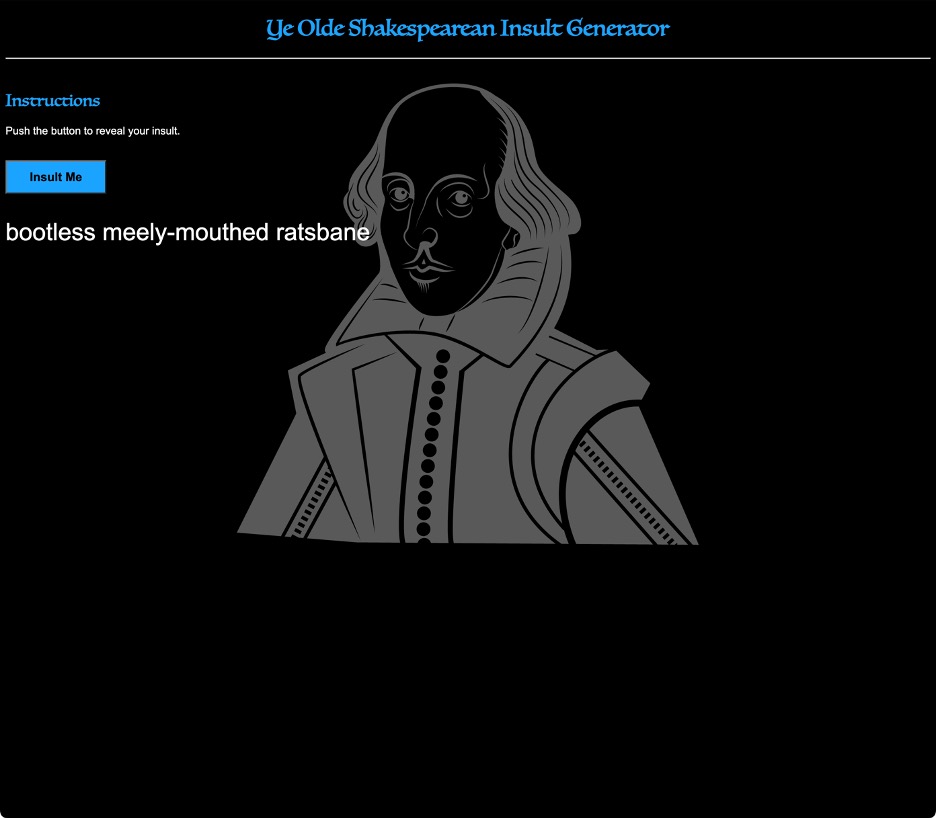 Application screenshot showing a generated insult