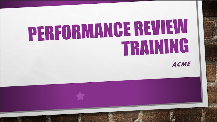 A purple title against a white background with purple bars in front of a brick wall