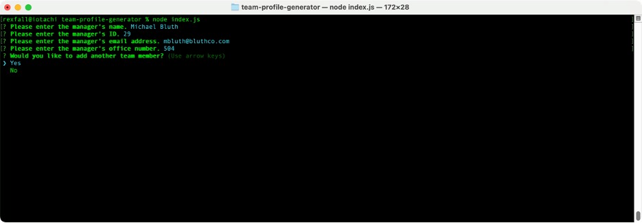 Terminal screenshot showing the prompts accepting input